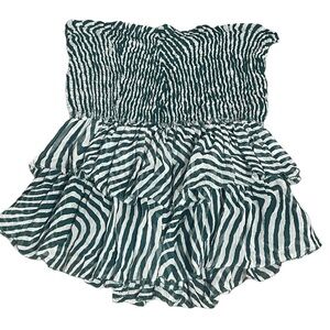 Isabel Marant Etoile Green & White Striped Skirt 100% Silk